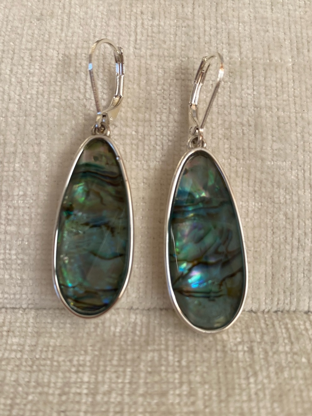 Napier Abalone color fasted Teardrop Dangle Earrings Iridescent Green Shell
